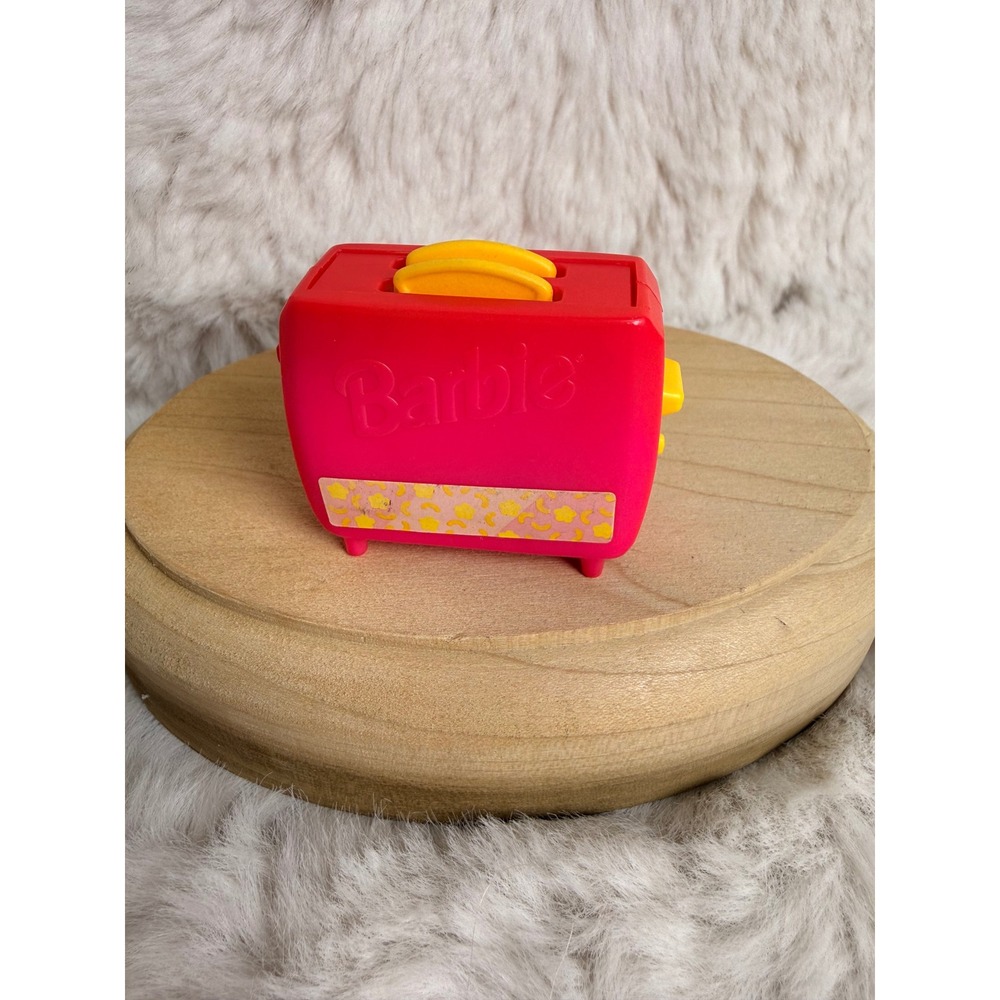 Vintage Barbie Toaster Wind Up Toy Pink Yellow Kitchen Appliance Mattel Works